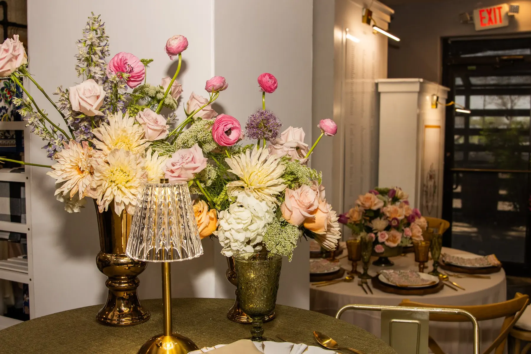 Floral vignette staged in the ELEVENTS showroom